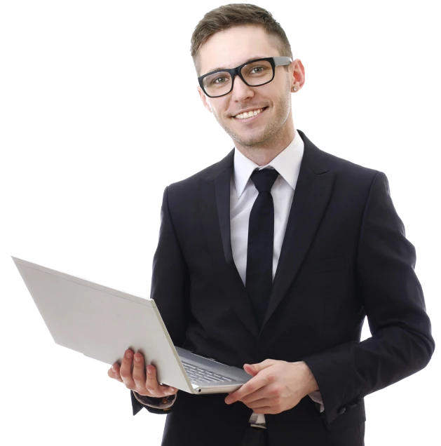 coaching Man smiling with a laptop